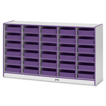 Jonti-Craft Rainbow Accents Mobile Paper-Tray Storage - 30 Compartment(s) - 35.5" Height x 60" Width x 15" Depth - Chip Resistant, Laminated - Purple - Rubber - 1 Each