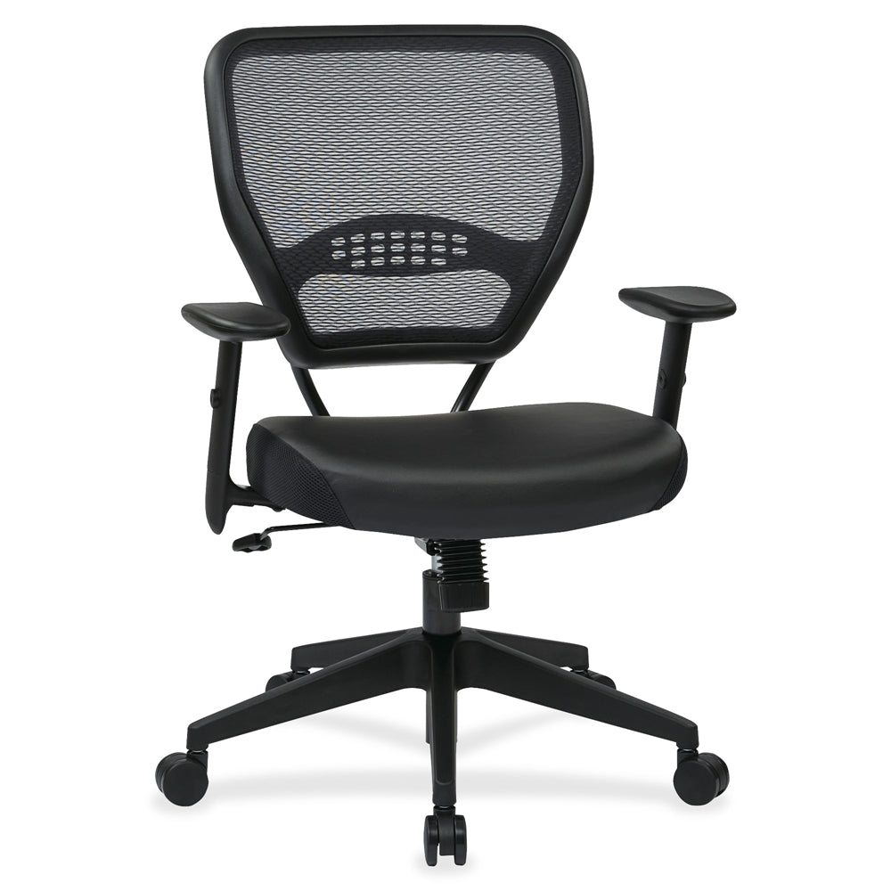 Office Star Professional Dark Air Grid Back Managers Chair - Leather Seat Material - 5-star Base - Black - 1 Each