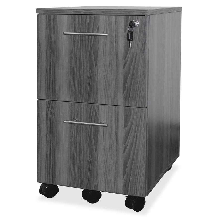 Mayline Gray Laminate File/File Mobile Pedestal File - 26.8" Height x 18" Width x 15.5" Depth - Total Drawer(s): 2 - Material: Steel - Finish: Gray, Laminate - Stain Resistant, Water Resistant, Abrasi