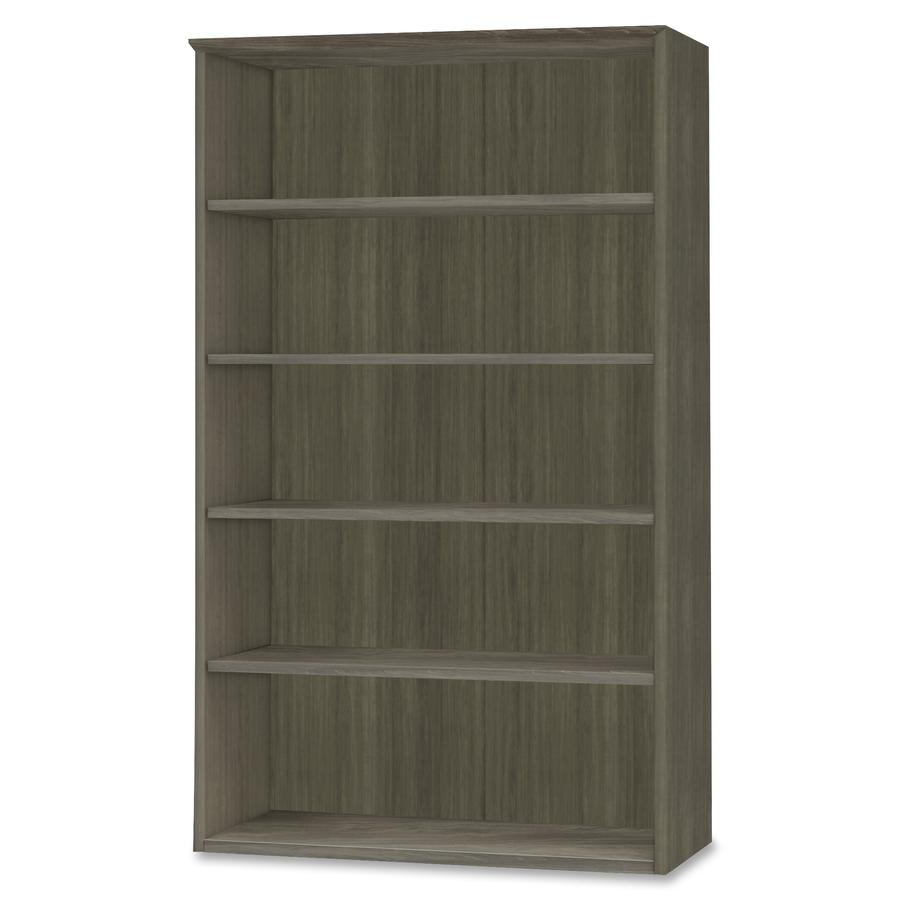 Mayline Medina Series Gray Laminate. 5-Shelf Bookcase - 36" x 13"68" Bookshelf, 1" Shelf - 5 Shelve(s) - 4 Adjustable Shelf(ves) - Finish: Gray Steel Laminate - Stain Resistant, Water Resistant, Abras