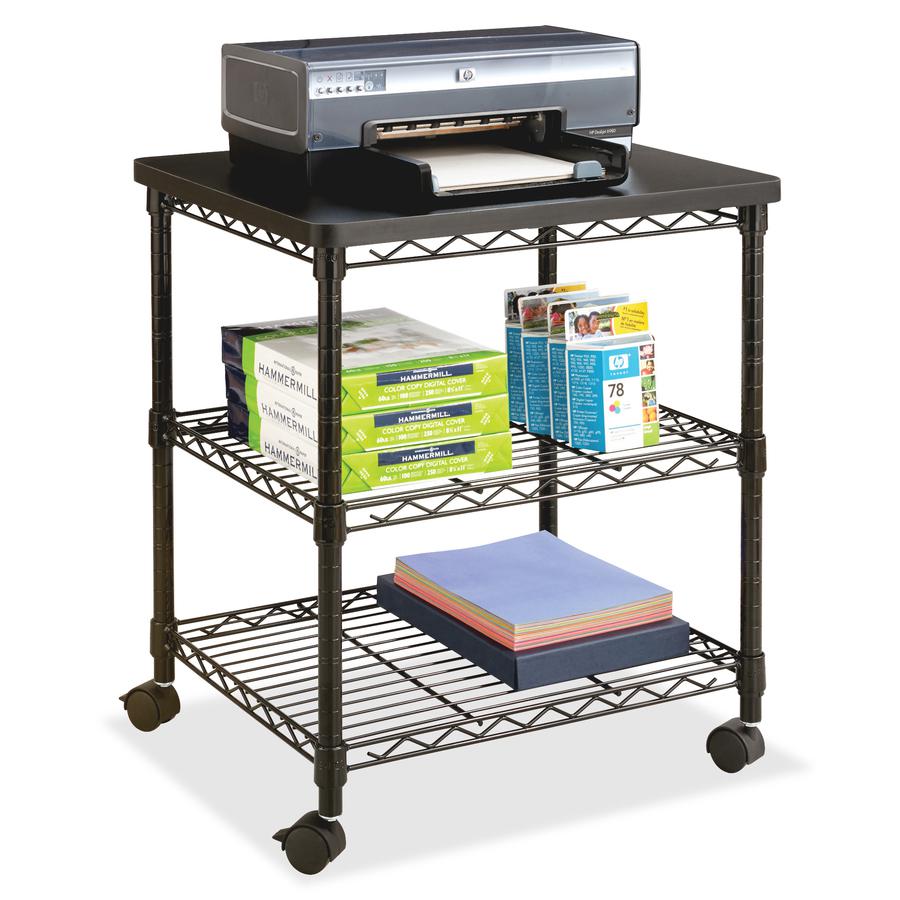 Safco Deskside Wire Machine Stand - 200 lb Load Capacity - 2 x Shelf(ves) - 27" Height x 24" Width x 20" Depth - Steel - Black