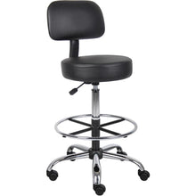 Boss Drafting Stool - Black Seat Color - Vinyl Seat Material - Black Back Color - Chrome, Black Frame Color - Chrome Frame Material - 5-star Base - 1 Each