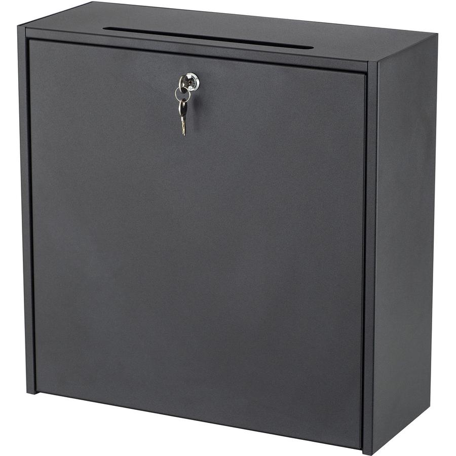 Safco Wall-mounted Inter-department Locking Mailbox - Internal Dimensions: 12" Height - External Dimensions: 18" Width x 7.2" Depth x 18" Height - Hinged Closure - Steel - Black - For Letter, Document