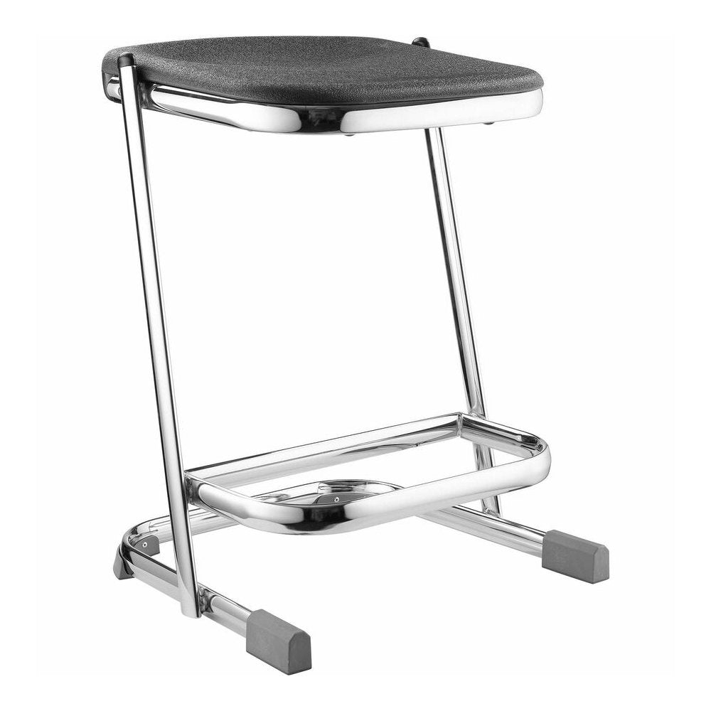 National Public Seating 6600 Series Elephant Z-Stool - Black Seat Color - Polypropylene Seat Material - Chrome Frame Color - Steel Frame Material - Sled, U-Style Base - Thermoplastic Polyurethane (TPU