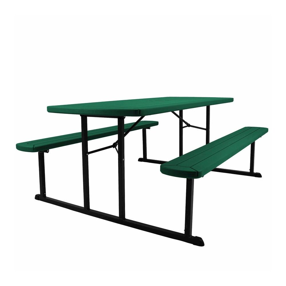National Public Seating Folding Picnic Tables - Green, Textured, Wood Grain Top - 8 Seating Capacity - 1800 lb Capacity x 32" Table Top Depth x 1.60" Table Top Thickness - 29.50" Height x 72" Width x