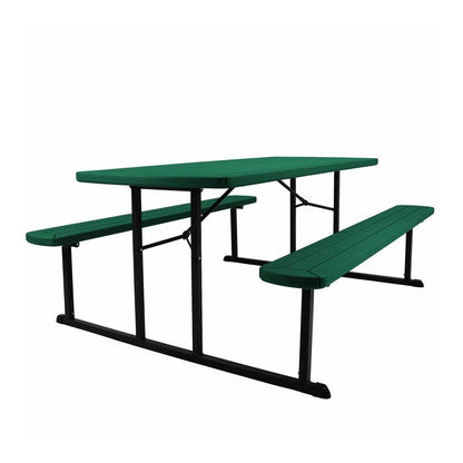 National Public Seating Folding Picnic Tables - Green, Textured, Wood Grain Top - 8 Seating Capacity - 1800 lb Capacity x 32" Table Top Depth x 1.60" Table Top Thickness - 29.50" Height x 72" Width x