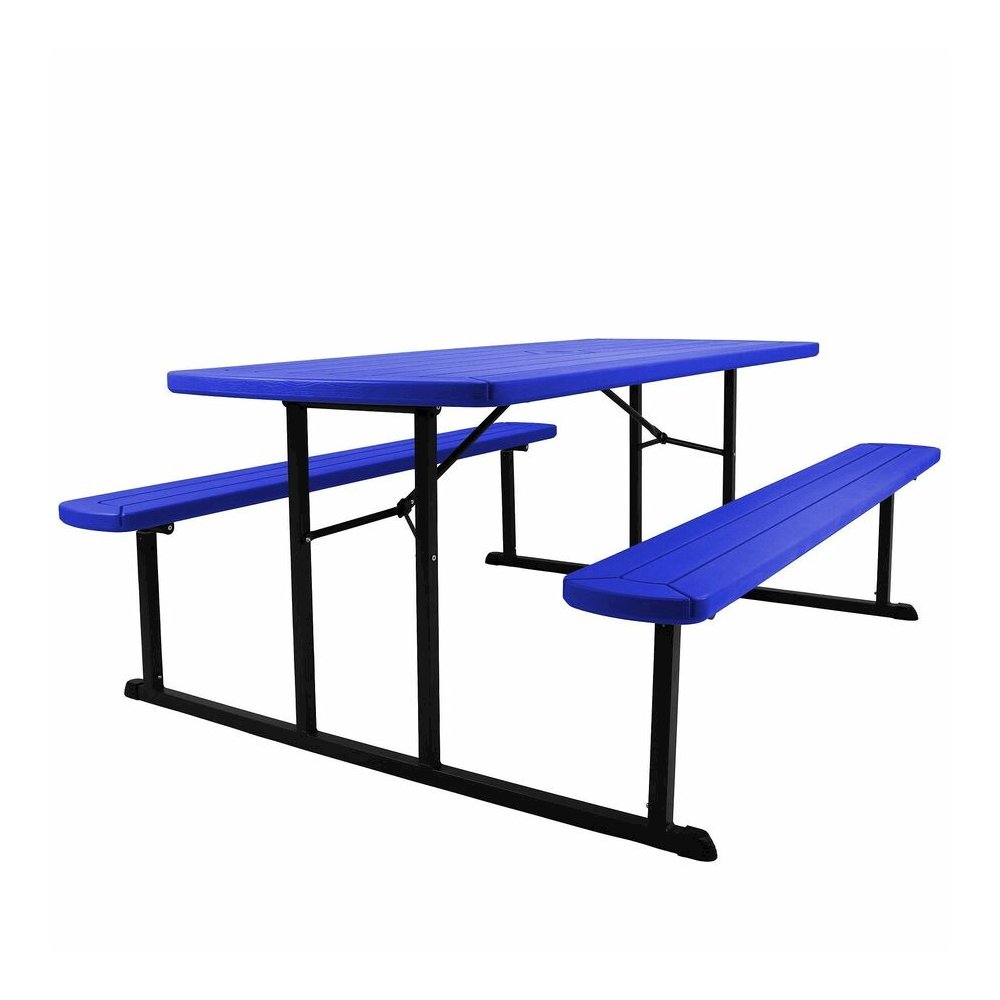 National Public Seating Folding Picnic Tables - Blue, Textured, Wood Grain Top - 8 Seating Capacity - 1800 lb Capacity x 32" Table Top Depth x 1.60" Table Top Thickness - 29.50" Height x 72" Width x 5