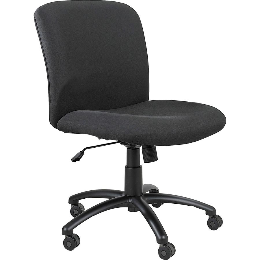 Safco Big & Tall Executive Mid-Back Chair - Black Seat Color - Foam, Polyester Seat Material - Black Frame Color - 5-star Base - Black - 1 Each