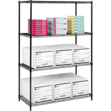 Safco Industrial Wire Shelving - 48" Width x 24" Depth x 72" Height - 4 x Shelf(ves) - 3200 lb Load Capacity - Adjustable Glide, Durable - Black - Powder Coated - Steel - No - Assembly Required