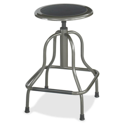 Safco Diesel Series High Base Stool with out Back - Leather Seat Material - Steel Frame Material - Pewter - 1 Each