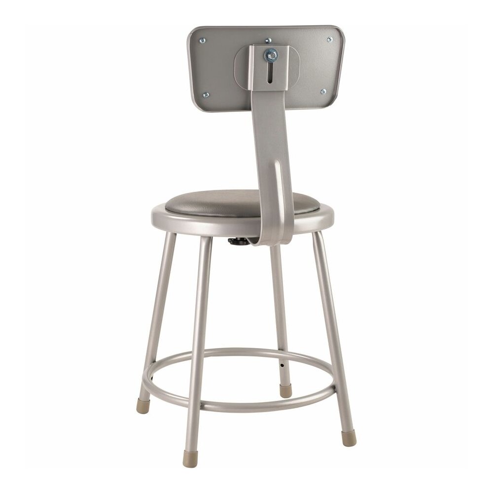 National Public Seating 6400 Series Heavy-Duty Padded Stools - Gray Seat Color - Vinyl, Medium Density Fiber (MDF) Seat Material - Gray Frame Color - Steel Frame Material - Four-legged Base - Gray - P