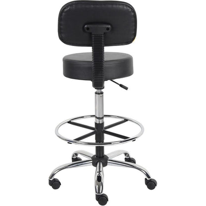 Boss Drafting Stool - Black Seat Color - Vinyl Seat Material - Black Back Color - Chrome, Black Frame Color - Chrome Frame Material - 5-star Base - 1 Each