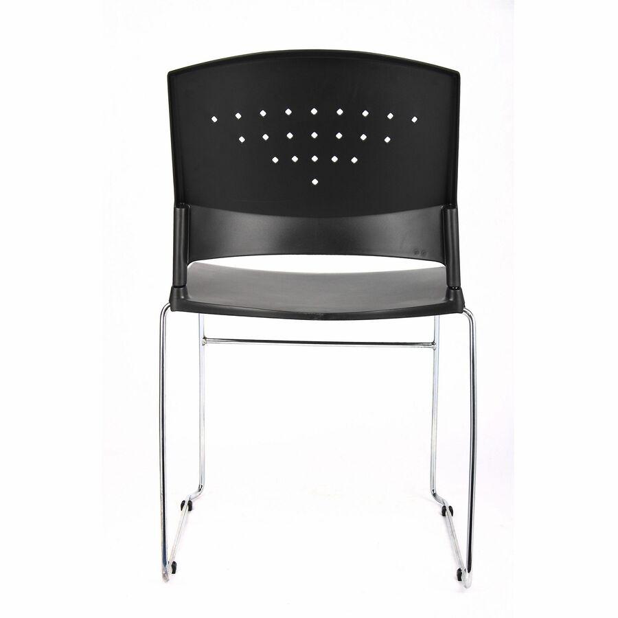 Boss Black Stack Chair With Chrome Frame, 1Pc Pack - Black Seat Color - Polypropylene Seat Material - Black Back Color - Polypropylene Back Material - Chrome Frame Material - Sled Base - 1 Each