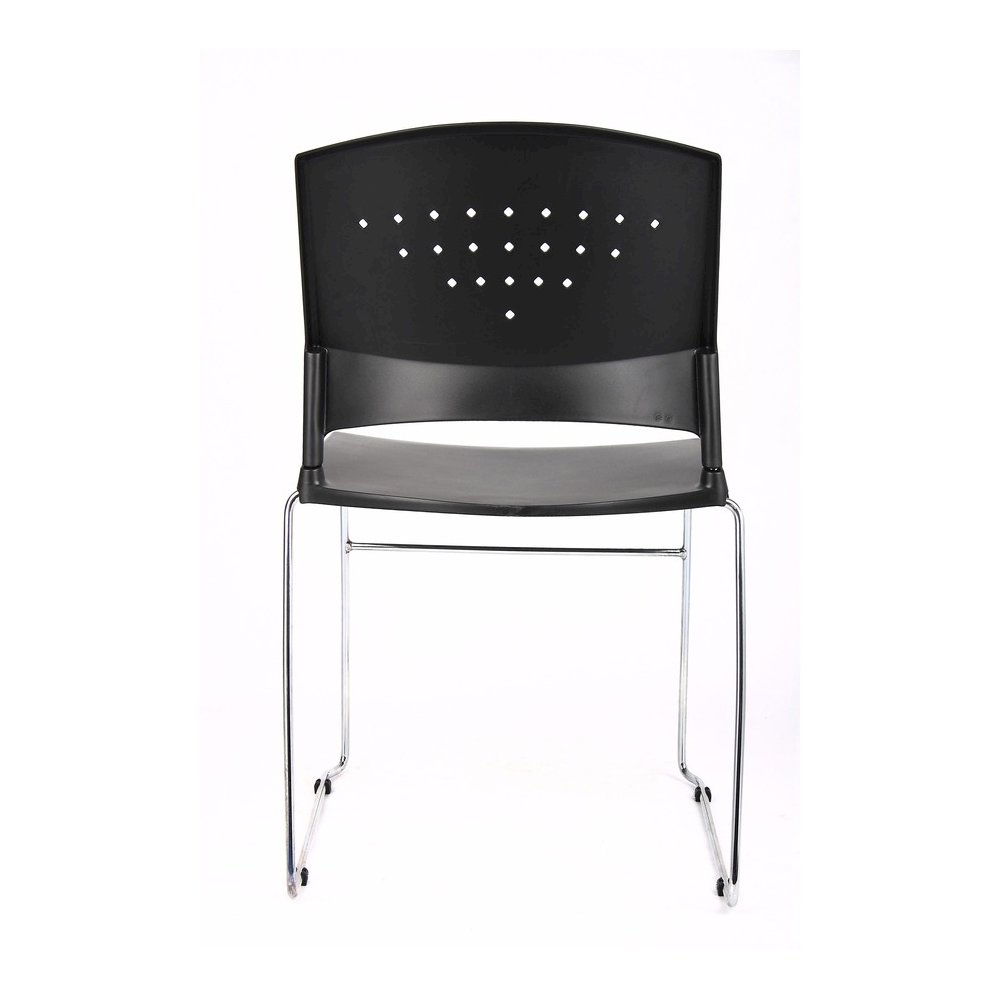 Boss Black Stack Chair With Chrome Frame 5 Pcs Pack - Black Seat Color - Polypropylene Seat Material - Black Back Color - Polypropylene Back Material - Chrome Frame Material - Sled Base - 5 / Carton