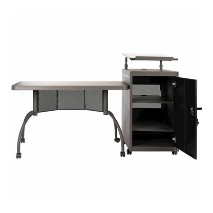 National Public Seating OklahomaSound TWP Desk & Lectern Set - 41" Height x 24" Depth, x 68" Width - Material: Steel, Metal, Mesh, Plastic - Finish: Charcoal Slate, Black - White Nebula Table Top - He