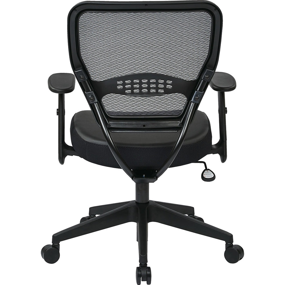 Office Star Professional Dark Air Grid Back Managers Chair - Leather Seat Material - 5-star Base - Black - 1 Each