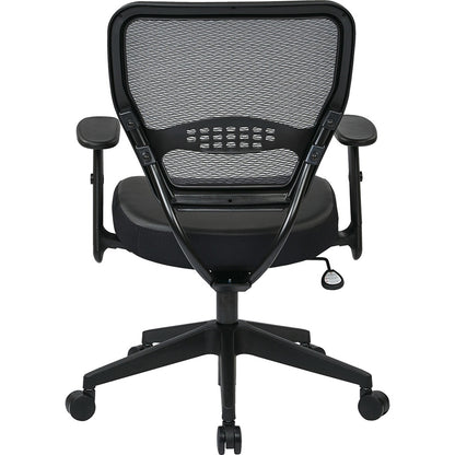 Office Star Professional Dark Air Grid Back Managers Chair - Leather Seat Material - 5-star Base - Black - 1 Each