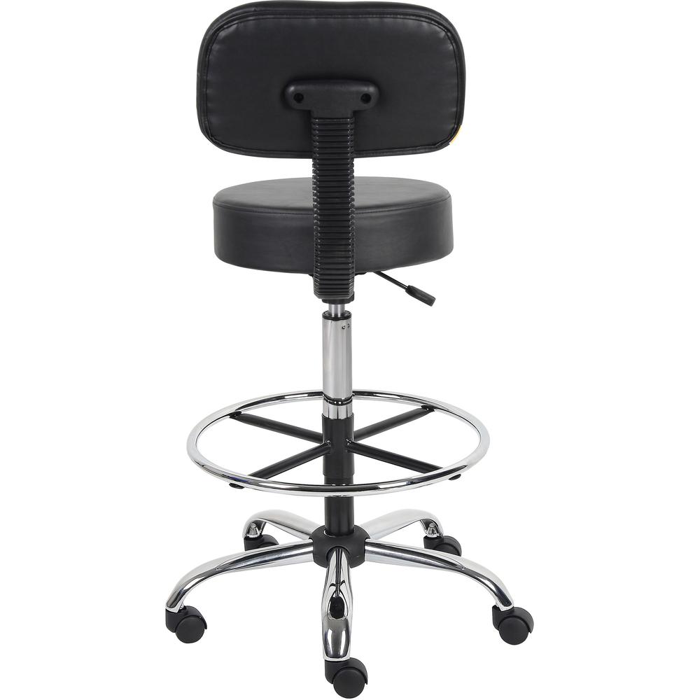 Boss Drafting Stool - Black Seat Color - Vinyl Seat Material - Black Back Color - Chrome, Black Frame Color - Chrome Frame Material - 5-star Base - 1 Each