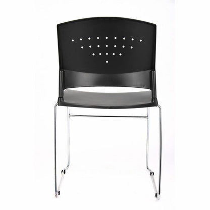 Boss Black Stack Chair With Chrome Frame, 1Pc Pack - Black Seat Color - Polypropylene Seat Material - Black Back Color - Polypropylene Back Material - Chrome Frame Material - Sled Base - 1 Each
