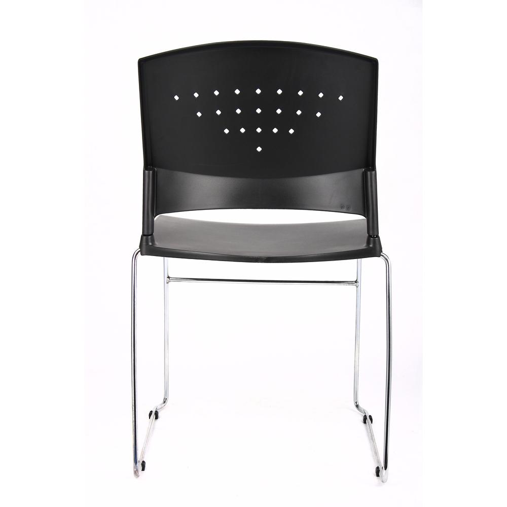 Boss Black Stack Chair With Chrome Frame 4 Pcs Pack - Black Seat Color - Polypropylene Seat Material - Black Back Color - Polypropylene Back Material - Chrome Frame Material - Sled Base - 4 / Carton