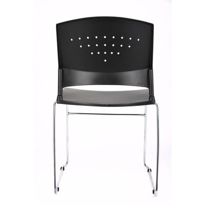 Boss Black Stack Chair With Chrome Frame 4 Pcs Pack - Black Seat Color - Polypropylene Seat Material - Black Back Color - Polypropylene Back Material - Chrome Frame Material - Sled Base - 4 / Carton