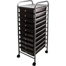 Advantus 10-Drawer Organizer - 10 Drawer - 4 Casters - Metal - x 15.5" Width x 13" Depth x 37.5" Height - Smoke - 1 Each