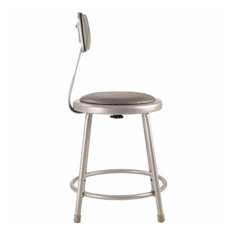 National Public Seating 6400 Series Heavy-Duty Padded Stools - Gray Seat Color - Vinyl, Medium Density Fiber (MDF) Seat Material - Gray Frame Color - Steel Frame Material - Four-legged Base - Gray - P