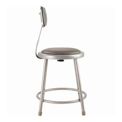 National Public Seating 6400 Series Heavy-Duty Padded Stools - Gray Seat Color - Vinyl, Medium Density Fiber (MDF) Seat Material - Gray Frame Color - Steel Frame Material - Four-legged Base - Gray - P
