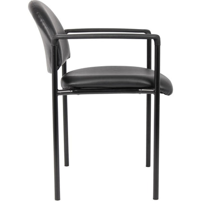 Boss Diamond Stacking Chair with Arm - Black - Fabric - 1 Each