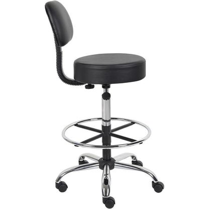 Boss Drafting Stool - Black Seat Color - Vinyl Seat Material - Black Back Color - Chrome, Black Frame Color - Chrome Frame Material - 5-star Base - 1 Each