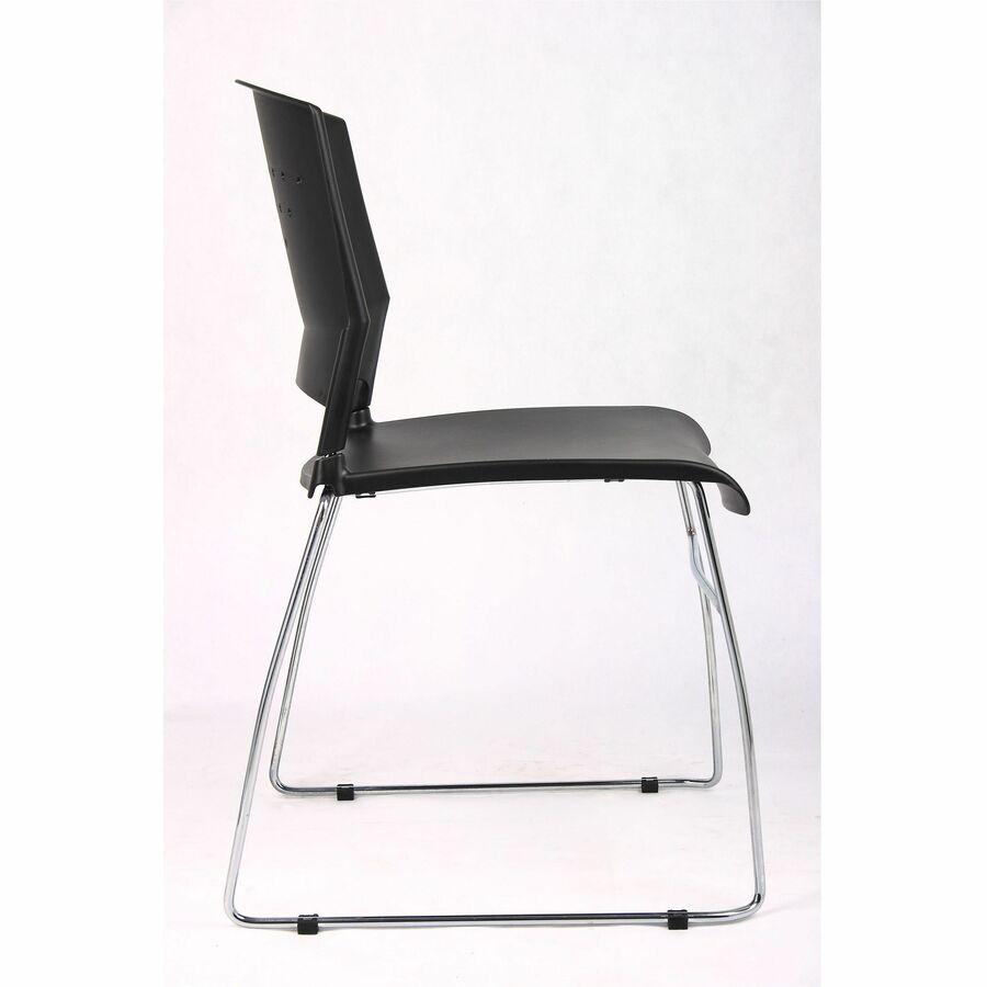 Boss Black Stack Chair With Chrome Frame, 1Pc Pack - Black Seat Color - Polypropylene Seat Material - Black Back Color - Polypropylene Back Material - Chrome Frame Material - Sled Base - 1 Each