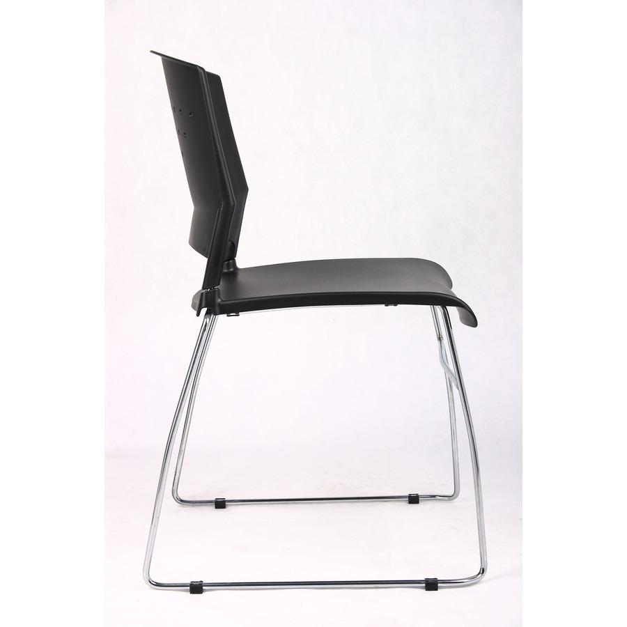 Boss Black Stack Chair With Chrome Frame 4 Pcs Pack - Black Seat Color - Polypropylene Seat Material - Black Back Color - Polypropylene Back Material - Chrome Frame Material - Sled Base - 4 / Carton