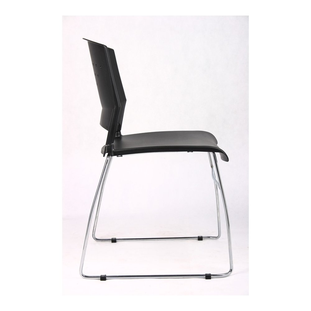 Boss Black Stack Chair With Chrome Frame 5 Pcs Pack - Black Seat Color - Polypropylene Seat Material - Black Back Color - Polypropylene Back Material - Chrome Frame Material - Sled Base - 5 / Carton