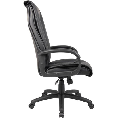 Boss Executive Leather Plus Chair - Black LeatherPlus Seat - Black LeatherPlus Back - 5-star Base - Armrest - 1 Each