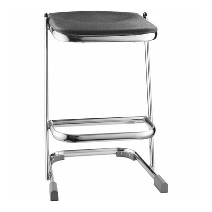 National Public Seating 6600 Series Elephant Z-Stool - Black Seat Color - Polypropylene Seat Material - Chrome Frame Color - Steel Frame Material - Sled, U-Style Base - Thermoplastic Polyurethane (TPU