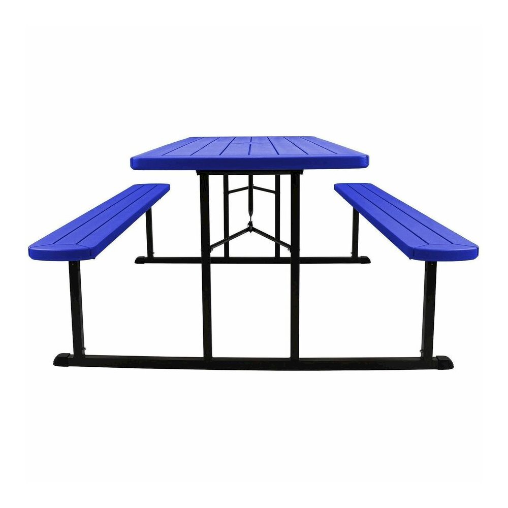 National Public Seating Folding Picnic Tables - Blue, Textured, Wood Grain Top - 8 Seating Capacity - 1800 lb Capacity x 32" Table Top Depth x 1.60" Table Top Thickness - 29.50" Height x 72" Width x 5