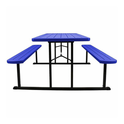 National Public Seating Folding Picnic Tables - Blue, Textured, Wood Grain Top - 8 Seating Capacity - 1800 lb Capacity x 32" Table Top Depth x 1.60" Table Top Thickness - 29.50" Height x 72" Width x 5