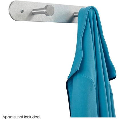 Safco Nail Head Coat Hook - 2 Hooks - 20 lb (9.07 kg) Capacity - 2" Height x 12" Width - 1" Size - for Garment - Aluminum - Silver - 1 Each