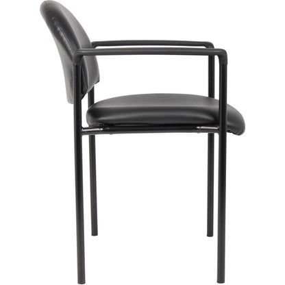 Boss Diamond Stacking Chair with Arm - Black - Fabric - 1 Each