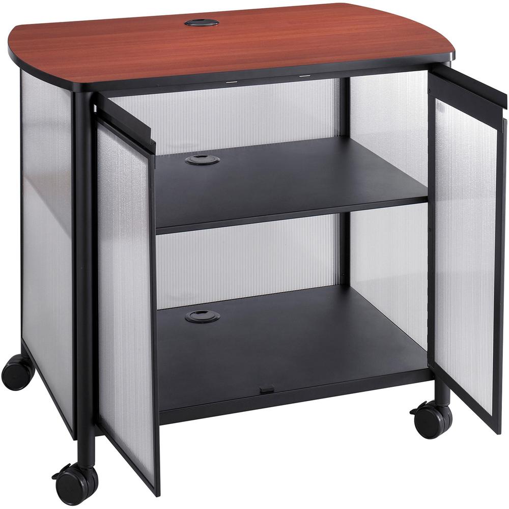 Safco Impromptu Black Deluxe Stand with Doors - 200 lb Load Capacity - 2 x Shelf(ves) - 30.8" Height x 34.8" Width x 25.5" Depth - Powder Coated, Laminate - Polycarbonate, Plastic, Steel - Black