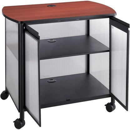 Safco Impromptu Black Deluxe Stand with Doors - 200 lb Load Capacity - 2 x Shelf(ves) - 30.8" Height x 34.8" Width x 25.5" Depth - Powder Coated, Laminate - Polycarbonate, Plastic, Steel - Black