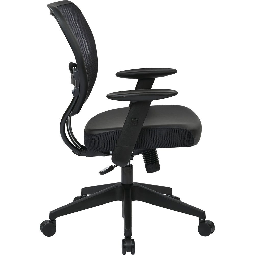 Office Star Professional Dark Air Grid Back Managers Chair - Leather Seat Material - 5-star Base - Black - 1 Each