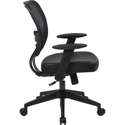 Office Star Professional Dark Air Grid Back Managers Chair - Leather Seat Material - 5-star Base - Black - 1 Each