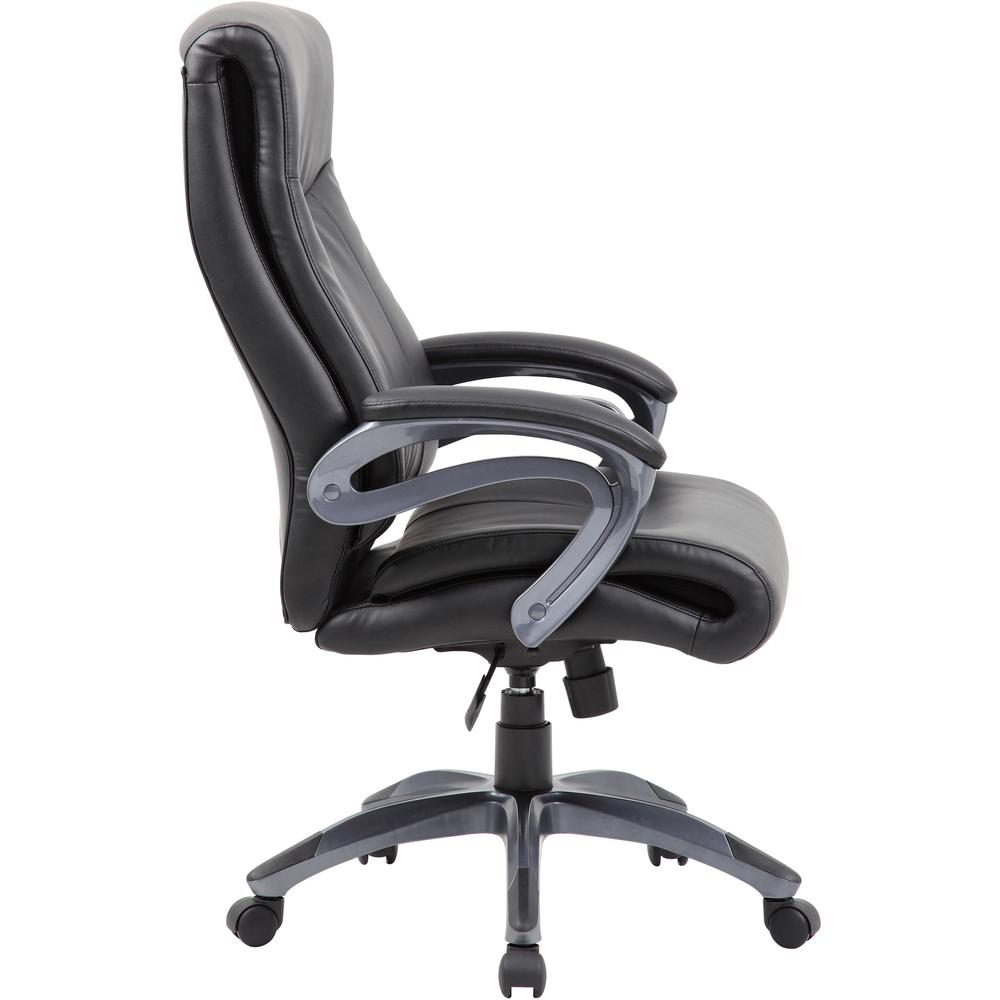 Boss B8661 Executive Chair - Black Seat Color - LeatherPlus Seat Material - Gray Back Color - Leather Back Material - Black, Gray Frame Color - Nylon Frame Material - 5-star Base - 1 Each