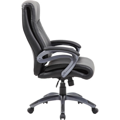 Boss B8661 Executive Chair - Black Seat Color - LeatherPlus Seat Material - Gray Back Color - Leather Back Material - Black, Gray Frame Color - Nylon Frame Material - 5-star Base - 1 Each
