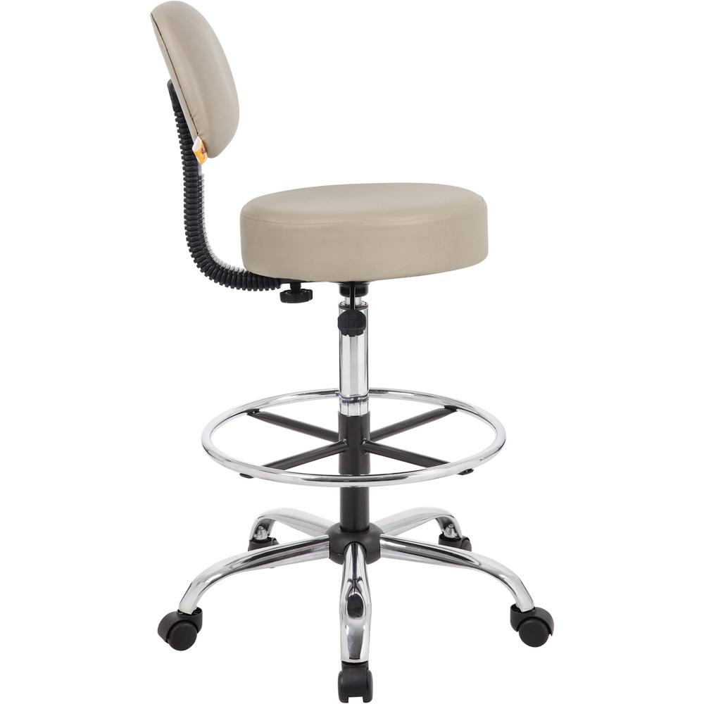 Boss Drafting Stool - Beige Seat Color - Vinyl Seat Material - Beige Back Color - Chrome, Black Frame Color - Chrome Frame Material - 5-star Base - 1 Each