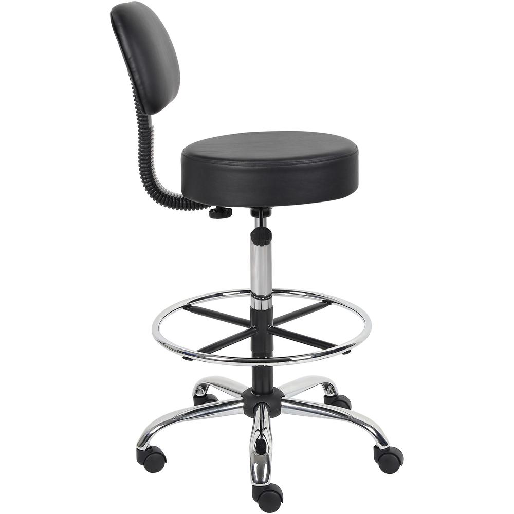 Boss Drafting Stool - Black Seat Color - Vinyl Seat Material - Black Back Color - Chrome, Black Frame Color - Chrome Frame Material - 5-star Base - 1 Each