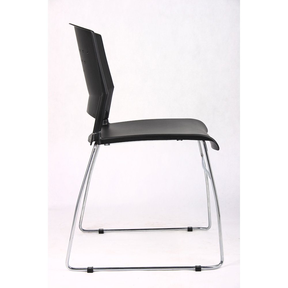 Boss Black Stack Chair With Chrome Frame 5 Pcs Pack - Black Seat Color - Polypropylene Seat Material - Black Back Color - Polypropylene Back Material - Chrome Frame Material - Sled Base - 5 / Carton