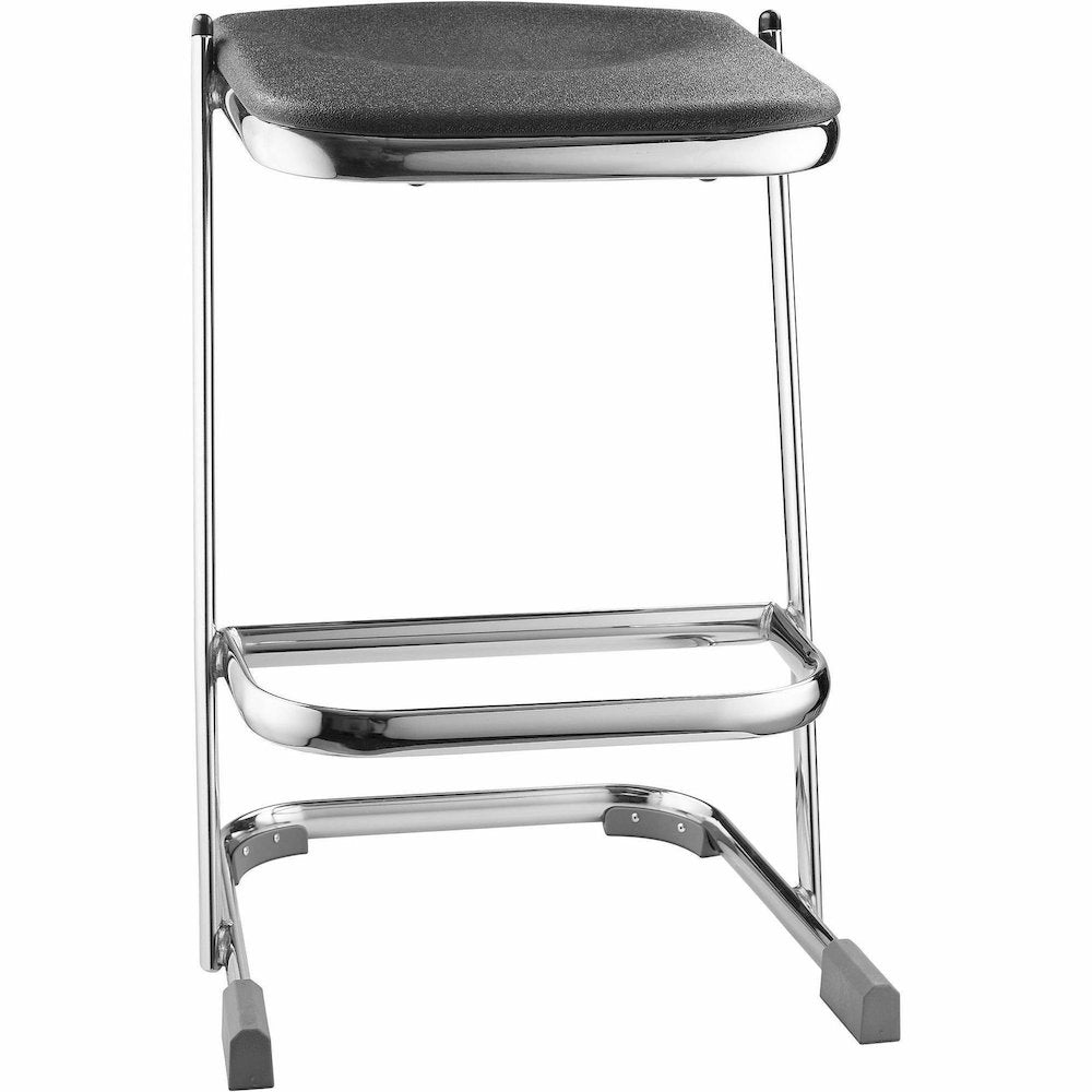 National Public Seating 6600 Series Elephant Z-Stool - Black Seat Color - Polypropylene Seat Material - Chrome Frame Color - Steel Frame Material - Sled, U-Style Base - Thermoplastic Polyurethane (TPU