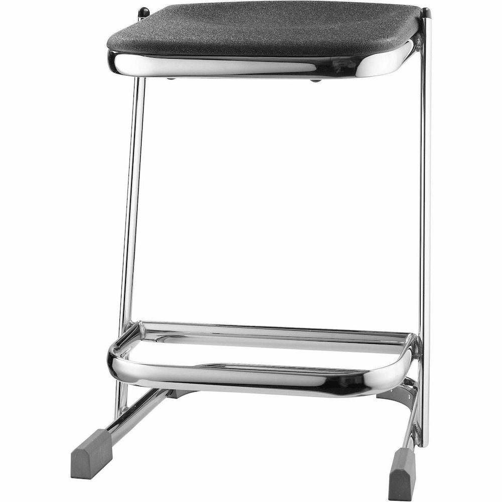 National Public Seating 6600 Series Elephant Z-Stool - Black Seat Color - Polypropylene Seat Material - Chrome Frame Color - Steel Frame Material - Sled, U-Style Base - Thermoplastic Polyurethane (TPU